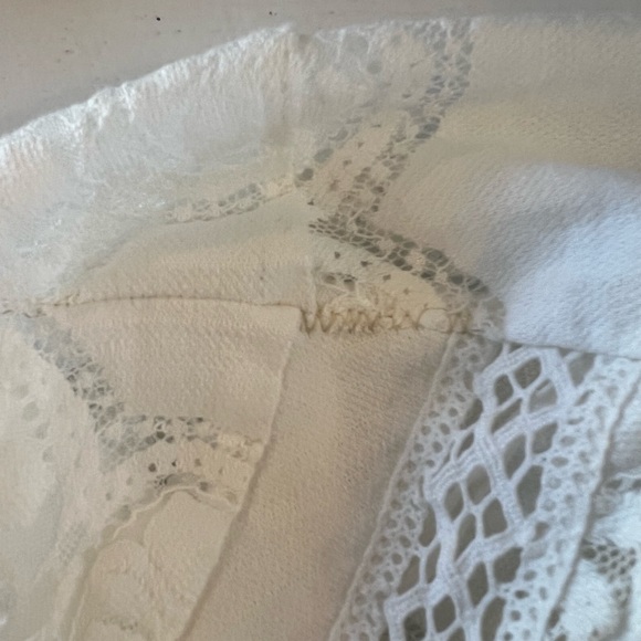 Free People Jea knit White Lace Button-Up Blouse, Sz L - Picture 9 of 10